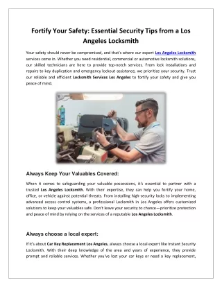 Instant Security Locksmith - Locksmith Near Los Angeles
