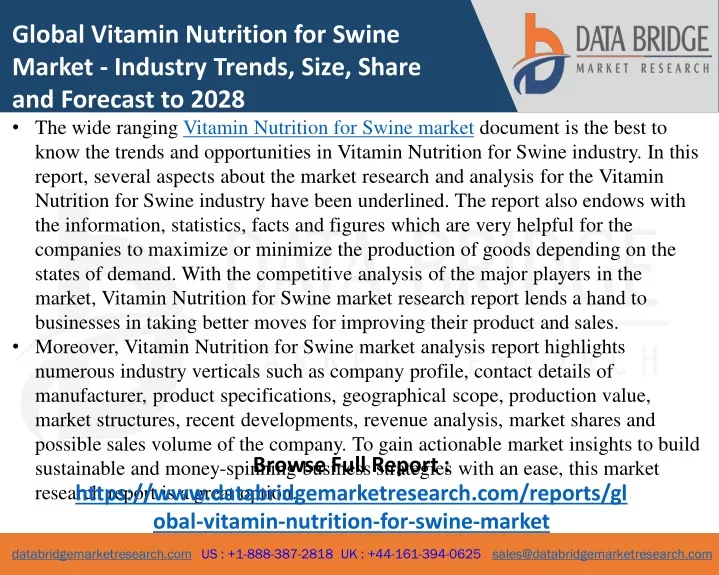 global vitamin nutrition for swine market