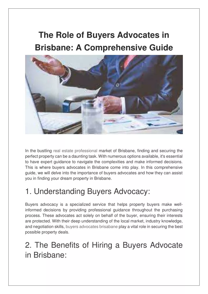 the role of buyers advocates in brisbane