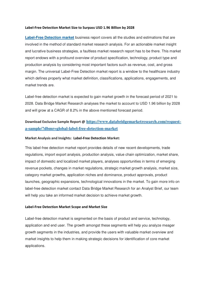 label free detection market size to surpass