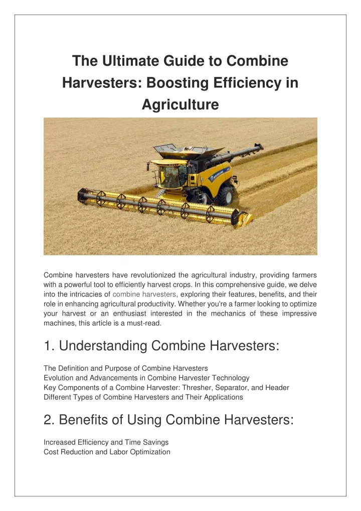 the ultimate guide to combine harvesters boosting