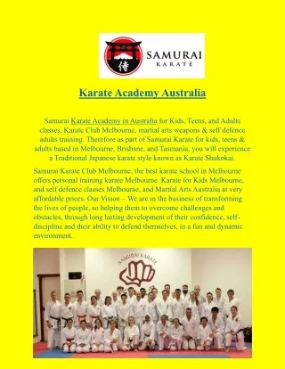 Karate Academy in Australia