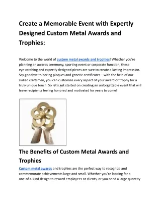 Shining Excellence: Custom Metal Awards That Leave a Lasting Impression