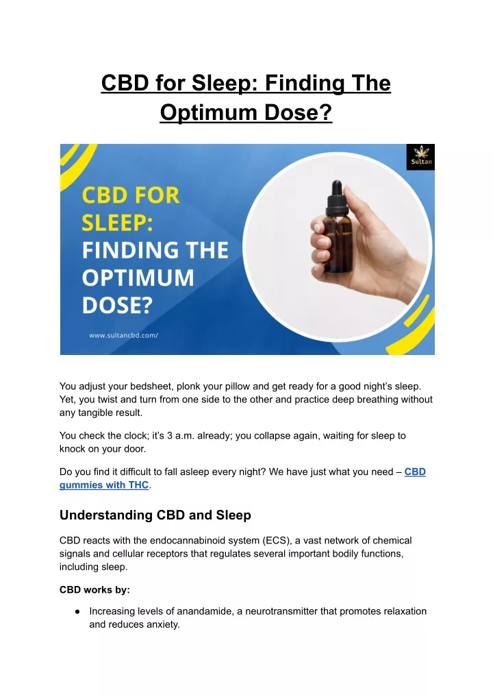 cbd for sleep finding the optimum dose