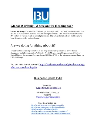 global warming where are we heading for global