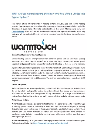 What Are Gas Central Heating Systems? Why You Should Choose This  Type of System