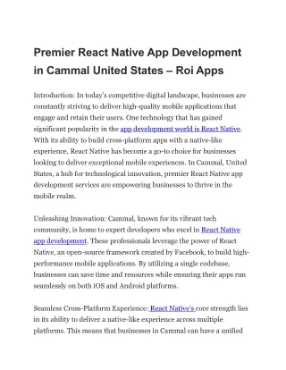 premier react native app development in cammal