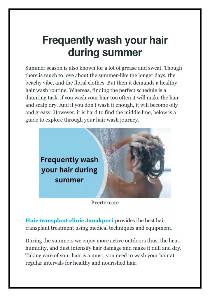 frequently wash your hair during summer