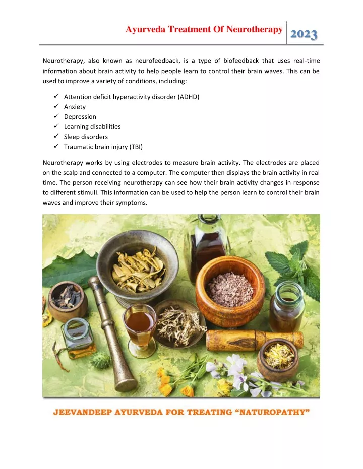 ayurveda treatment of neurotherapy 2023