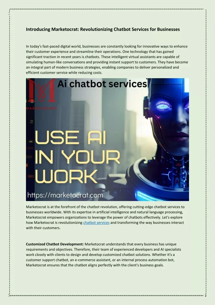 introducing marketocrat revolutionizing chatbot