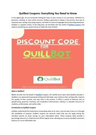 Quillbot Promo Code - Everything Need to Know