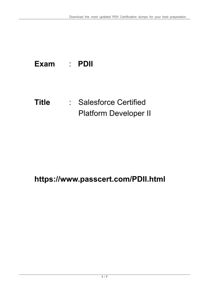 download the most updated pdii certification