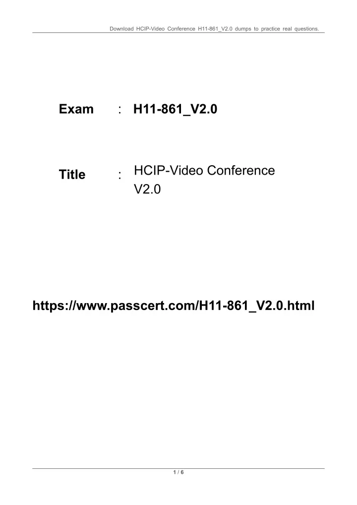 download hcip video conference h11 861 v2 0 dumps