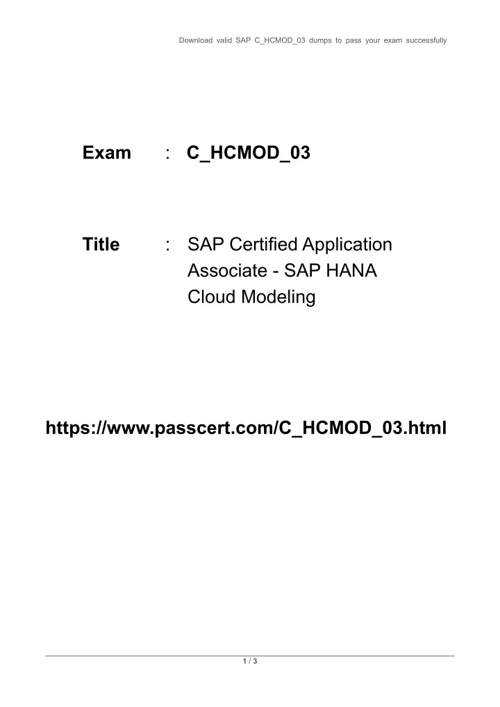 download valid sap c hcmod 03 dumps to pass your