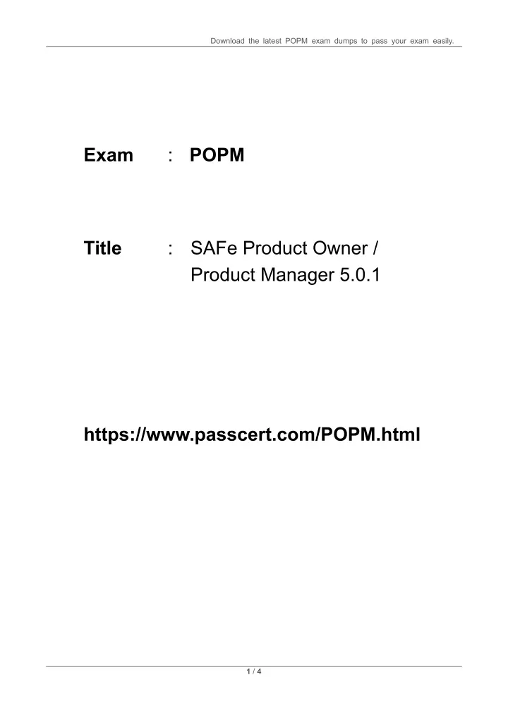 download the latest popm exam dumps to pass your