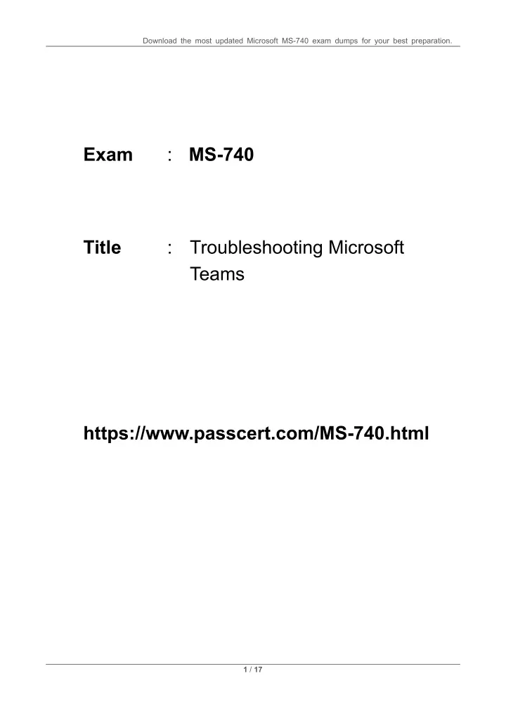 download the most updated microsoft ms 740 exam