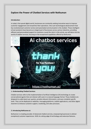 Explore the Power of Chatbot Services with Nothuman