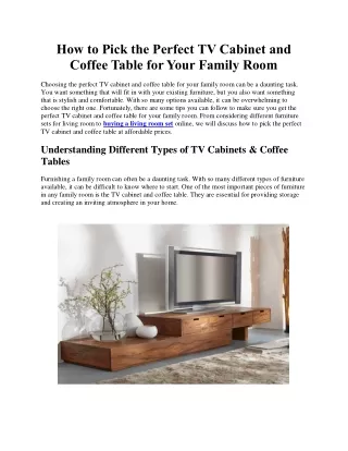 How to Pick the Perfect TV Cabinet and Coffee Table for Your Family Room