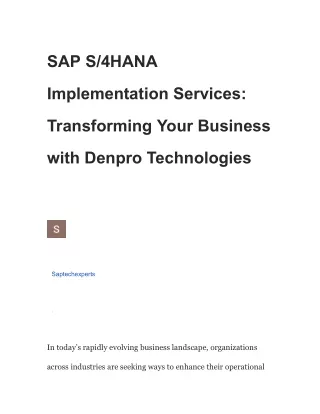 SAP S_4HANA Implementation Services_ Transforming Your Business with Denpro Technologies