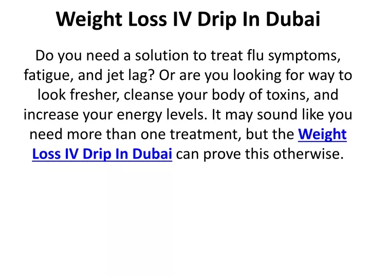 weight loss iv drip in dubai