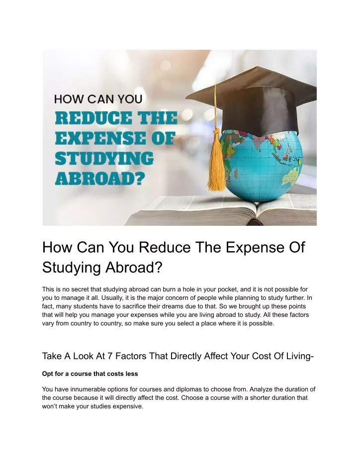 how can you reduce the expense of studying abroad