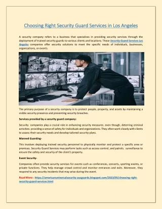 Choosing Right Security Guard Services in Los Angeles