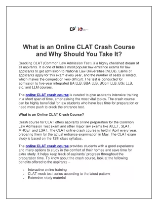 What is an Online CLAT Crash Course and Why Should You Take