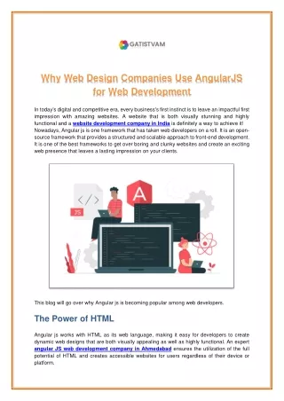 Why Web Design Companies Use AngularJS for Web Development