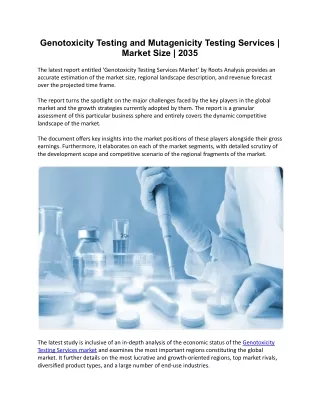 genotoxicity testing and mutagenicity testing