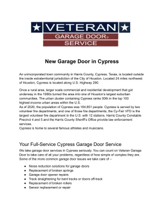 New Garage Door in Cypress