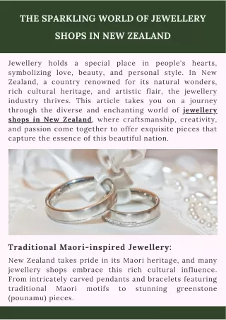 The Sparkling World of Jewellery Shops in New Zealand