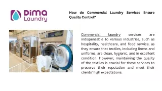How do Commercial Laundry Services Ensure Quality Control