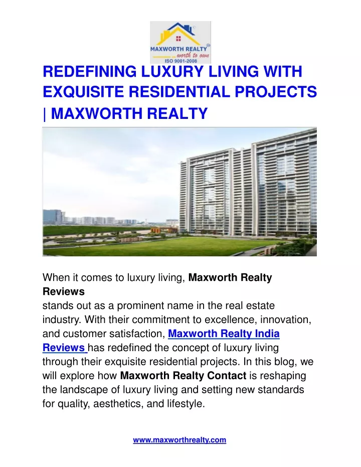 redefining luxury living with exquisite residential projects maxworth realty