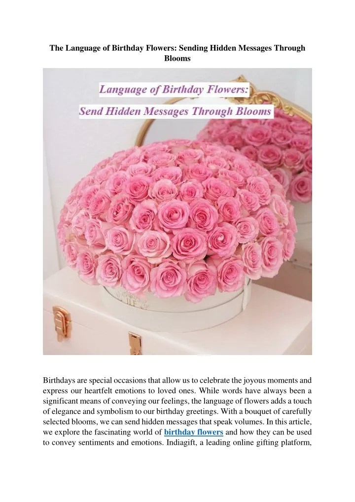 the language of birthday flowers sending hidden