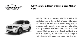 Why You Should Rent a Car in Dubai Maher Cars