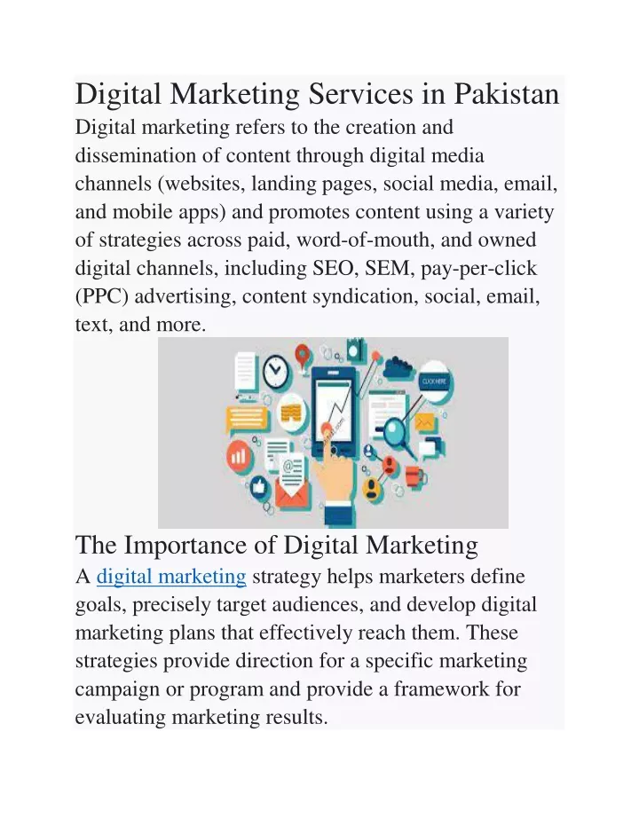 digital marketing services in pakistan digital