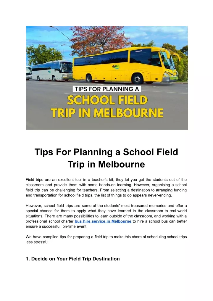 tips for planning a school field trip in melbourne