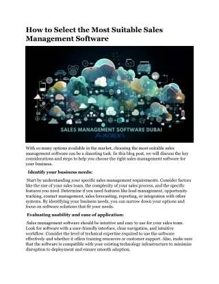 how to select the most suitable sales management