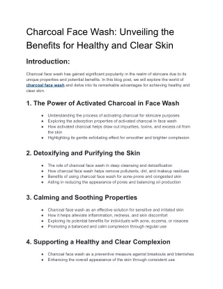 Charcoal Face Wash_ Unveiling the Benefits for Healthy and Clear Skin
