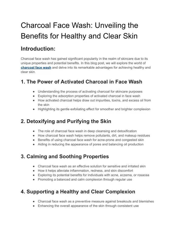 charcoal face wash unveiling the benefits