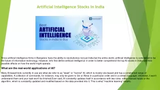 Artificial Intelligence Stocks In India