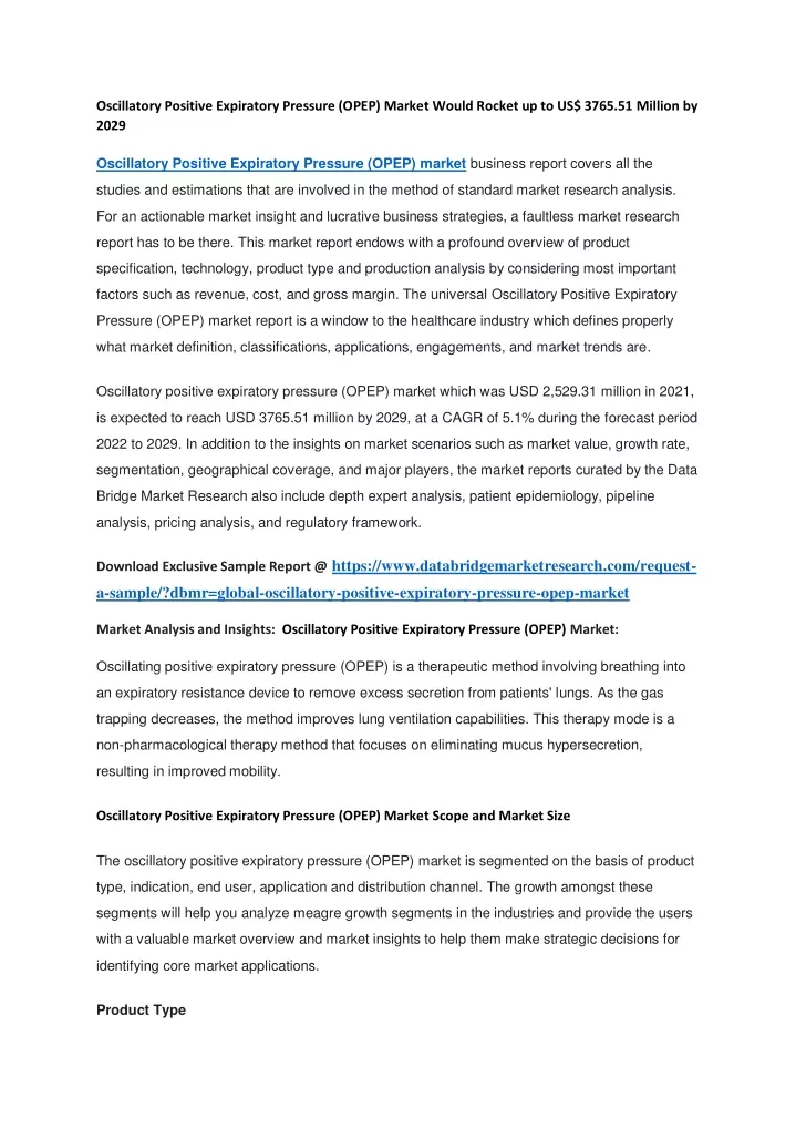 PPT - Oscillatory Positive Expiratory Pressure (OPEP) Market Would ...