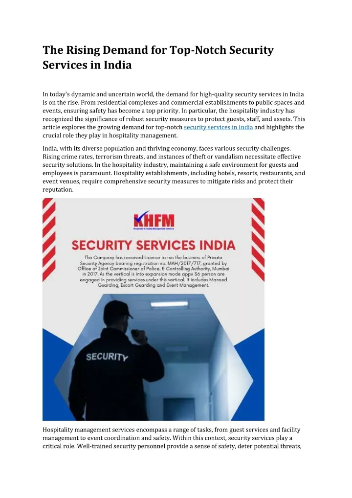 the rising demand for top notch security services