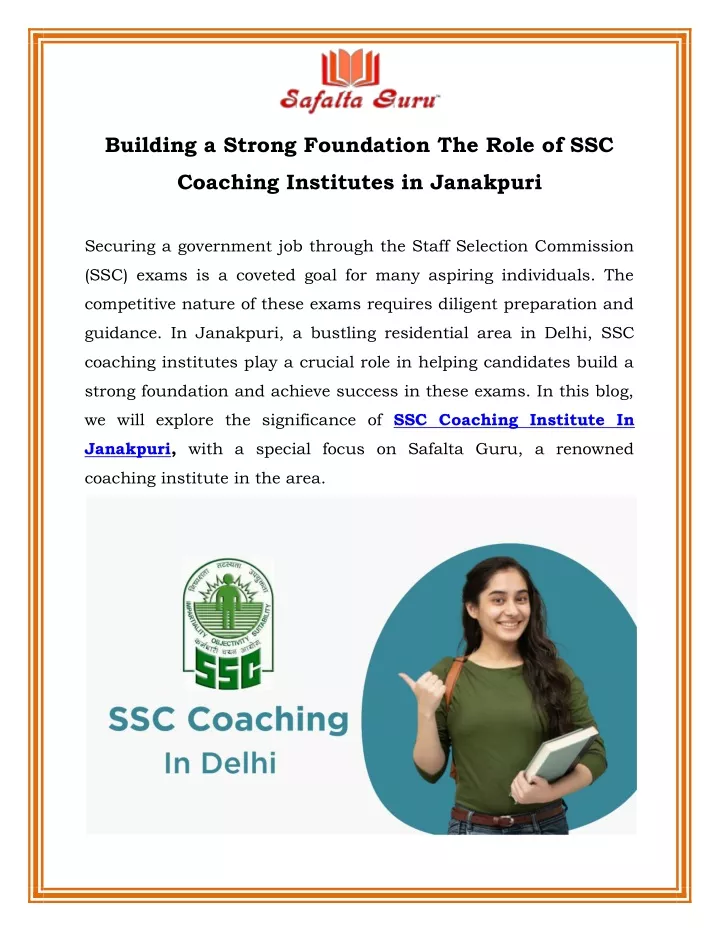 building a strong foundation the role of ssc