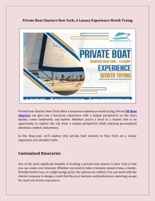 Private Boat Charters New York A Luxury Experience Worth Trying