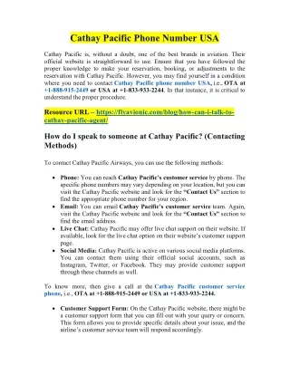 cathay pacific phone number usa