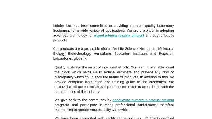 labdex ltd has been committed to providing
