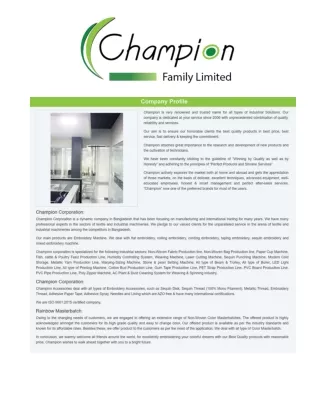 Champion family The Best Machinery Importer In Bangladesh