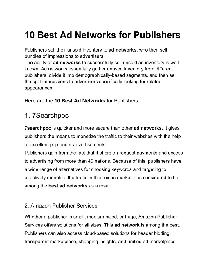 10 best ad networks for publishers