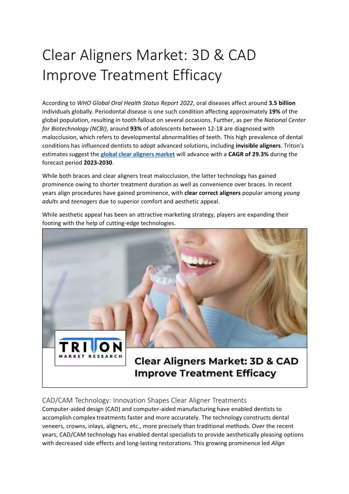 clear aligners market 3d cad improve treatment